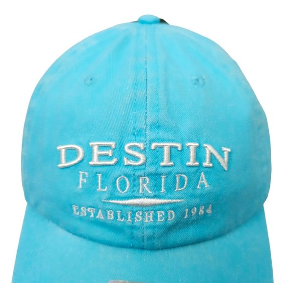 DK Embroidery Destin Florida Light Blue Strapback Cap 50+ UPF Baseball Hat NEW - Picture 7 of 13